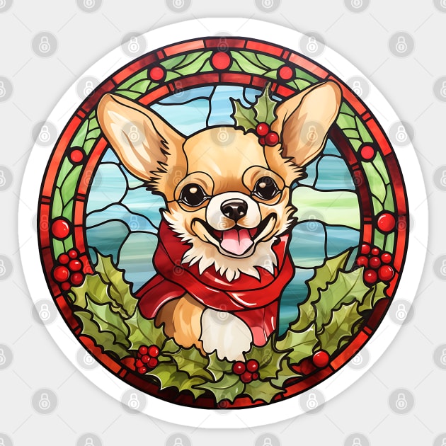 Christmas Dog Stained Glass Chihuahua Sticker by Astramaze